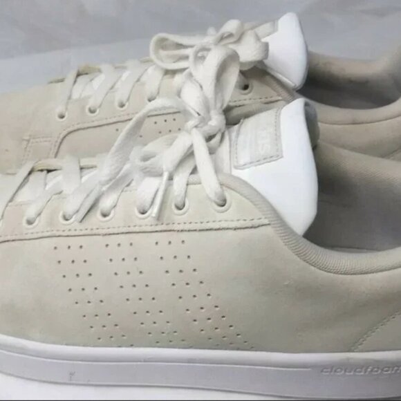 Adidas Beige Suede Sneaker Cloudfoam Advantage DA9672~Mens 11.5 - Picture 3 of 11